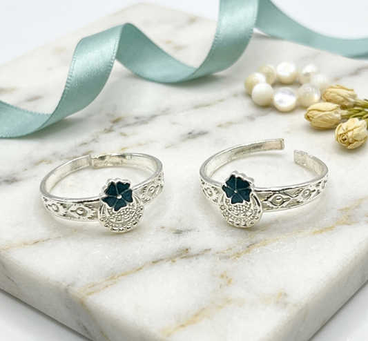 Azure Flora Adjustable Silver Toe Rings