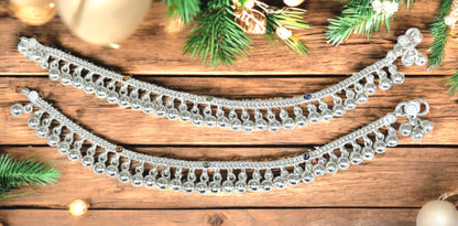 Silver Anklet For Young Girls With Jingles and Meenakari