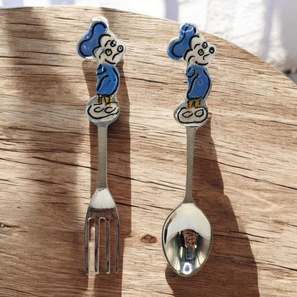 Silver Comic-Style Spoon and Fork