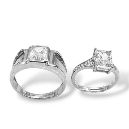 Forever Enchanted Diamond Duo / Silver Wedding Couple Ring