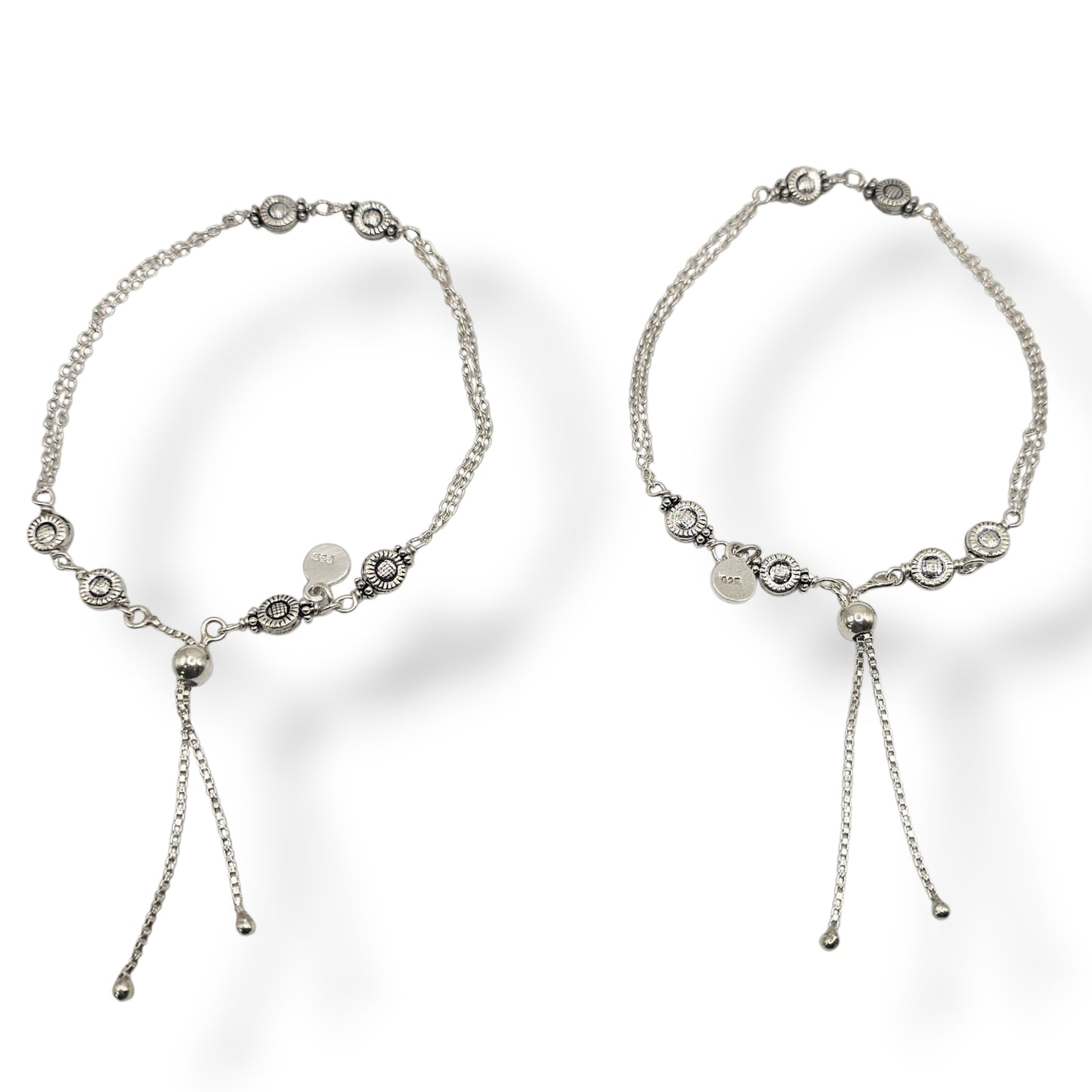 Boho Daisy Silver Chain Adjustable Anklets