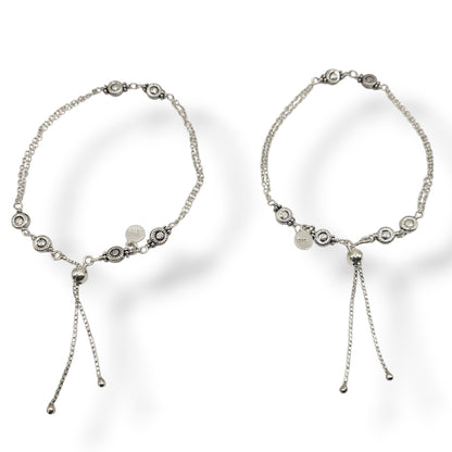 Boho Daisy Silver Chain Adjustable Anklets