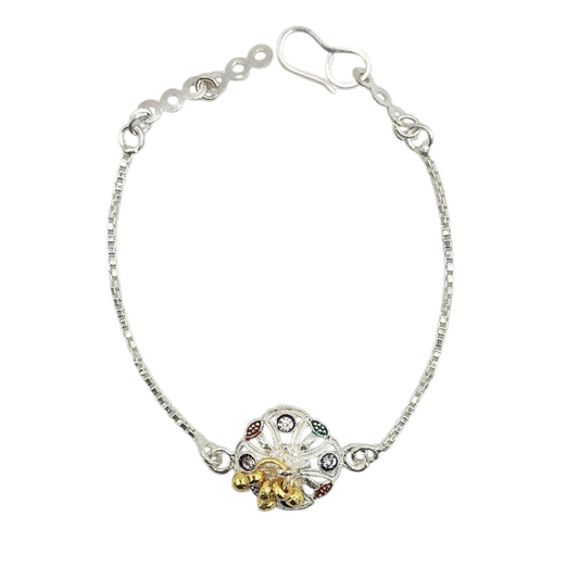 Center Circular Motif Silver Baby Shower Rakhi