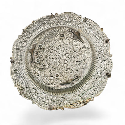 Bhakti Saubhagya Silver Antique Pooja Thali