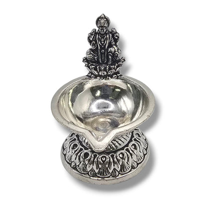 Lakshmi-Ganesha Heritage Silver Diya Set