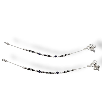 Traditional Silver Beaded Kids Anklets
