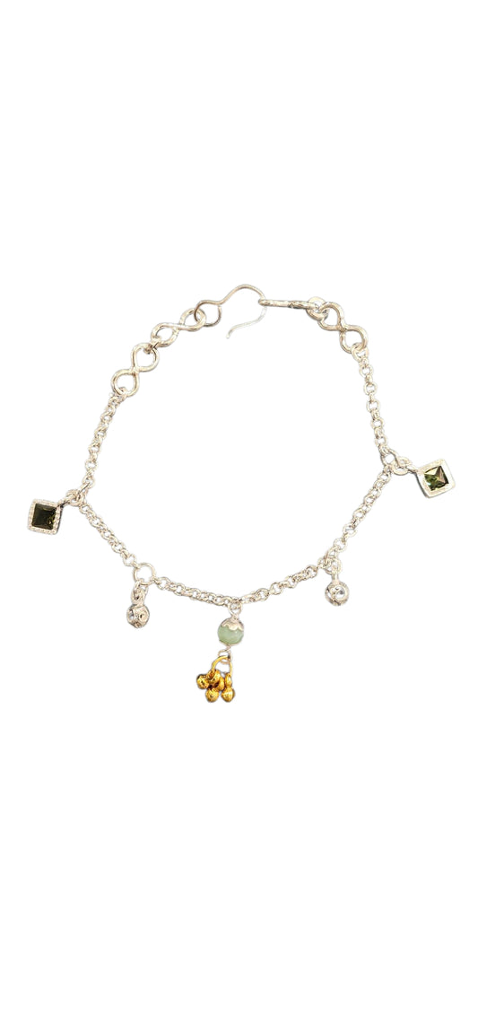 Round And Square Motif Silver Baby Shower Rakhi