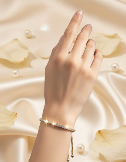 Silver Yellow Adjustable Bracelet