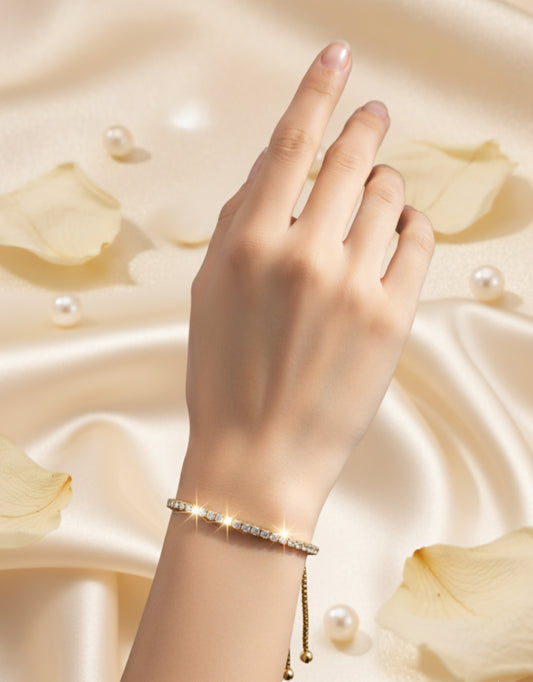 Silver Yellow Adjustable Bracelet