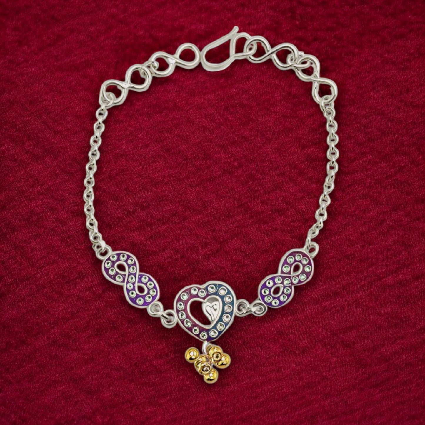 Heart And Infinity Motif Silver Baby Shower Rakhi