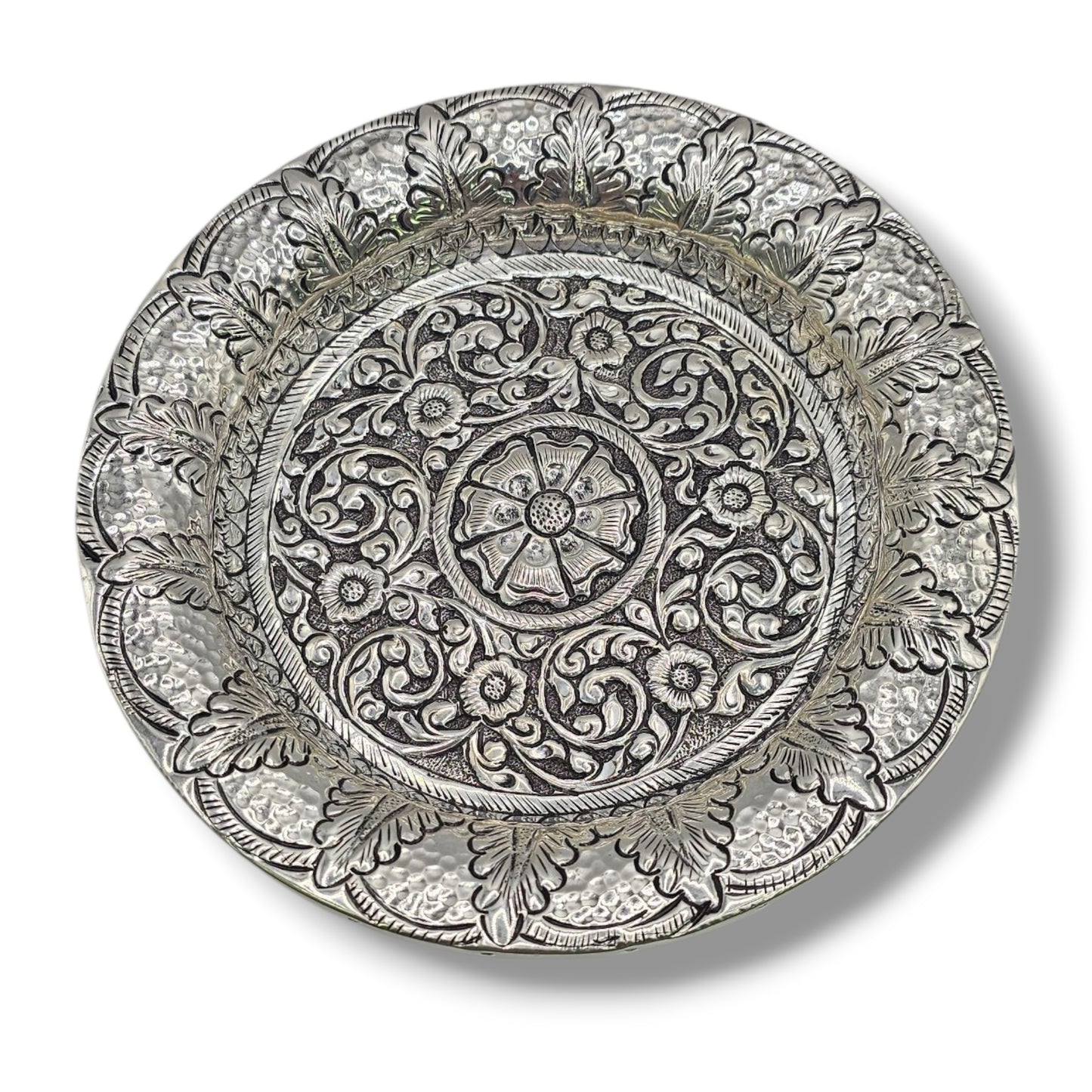 Raajvadhu Antique Finish Silver Pooja Thali