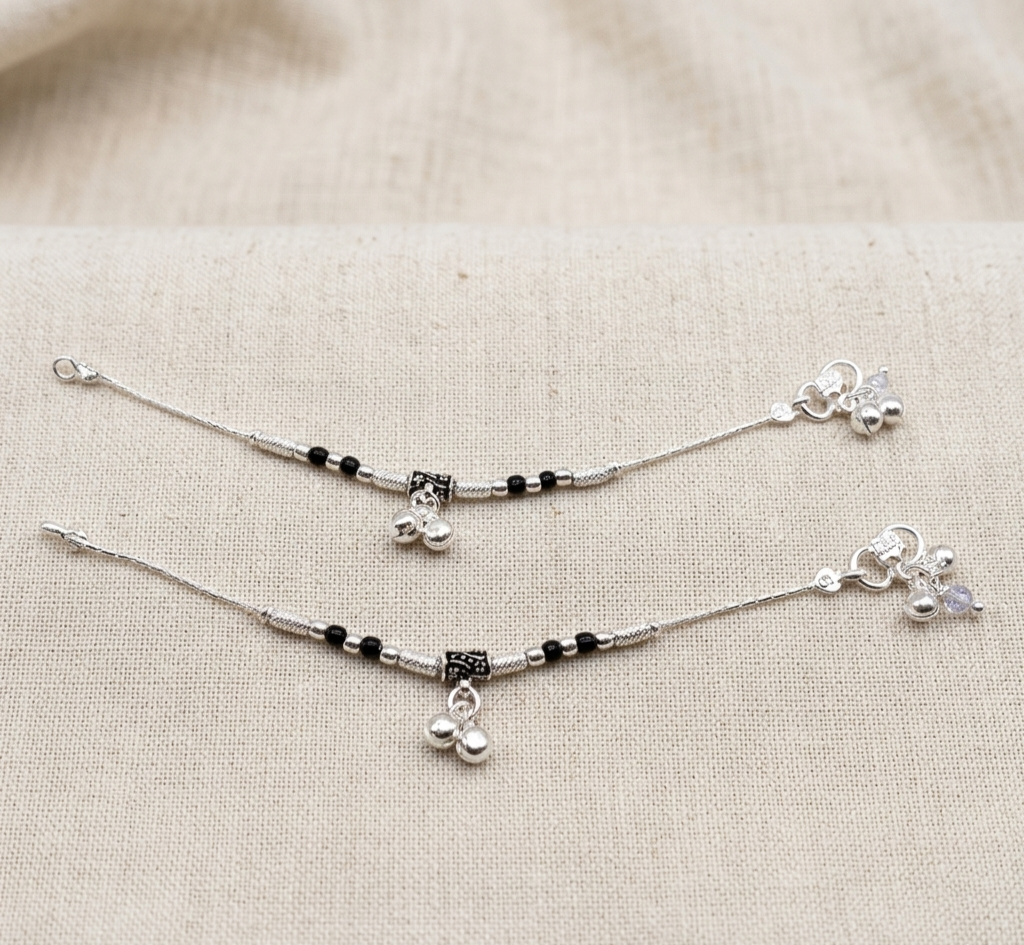 Midnight Guardian Kids Silver Anklets