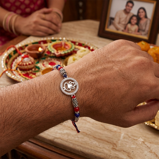 Devotional Silver Ganesha Thread Rakhi
