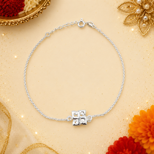Silver Prosperity Swastik Rakhi
