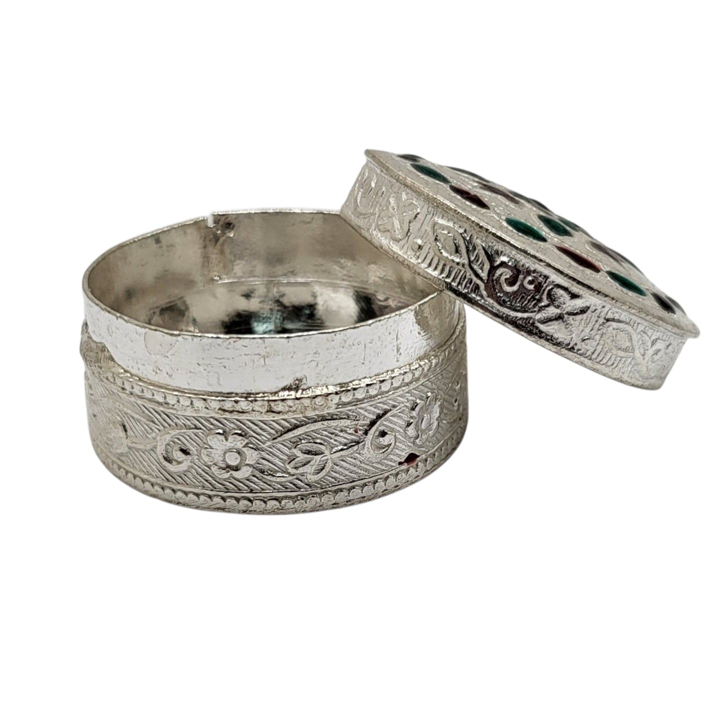 Circular Silver Kumkum Box