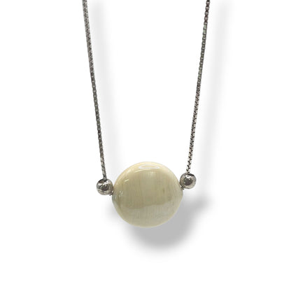 Vanilla Pearl Murano Necklace With 925 Silver