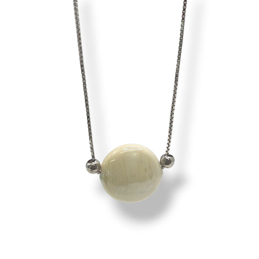 Vanilla Pearl Murano Necklace With 925 Silver