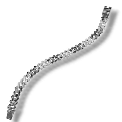 Two-Tone Silver Curb Link Men's Bracelet