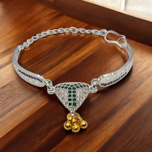 Emerald Blessing Silver Baby Shower Rakhi