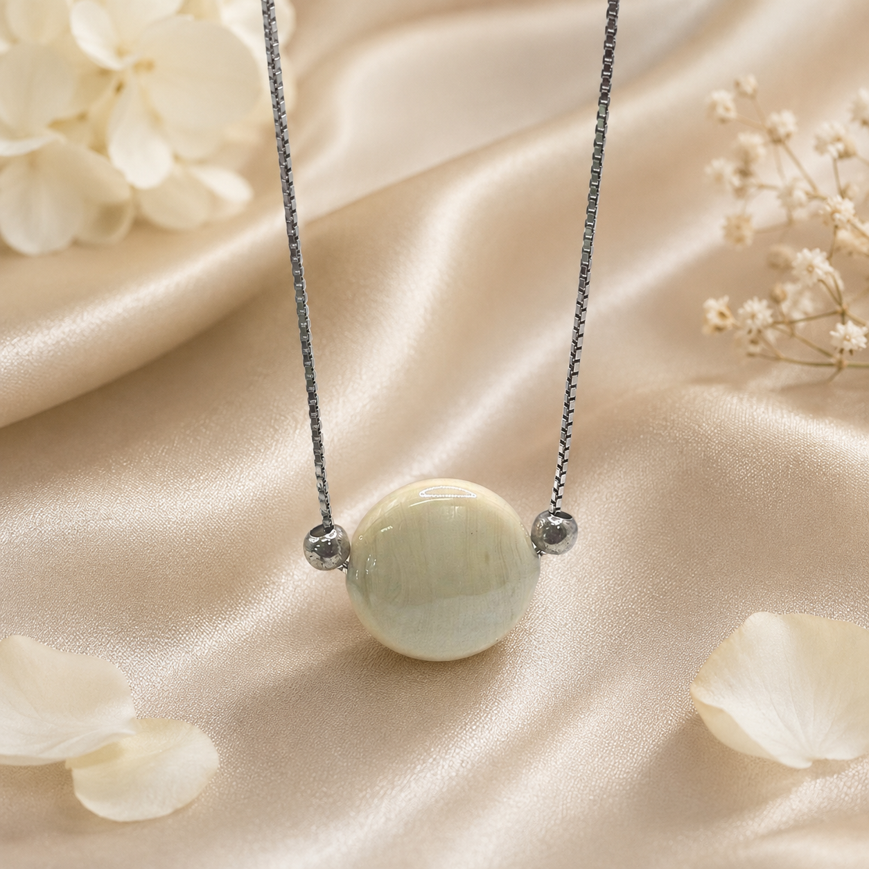 Vanilla Pearl Murano Necklace With 925 Silver