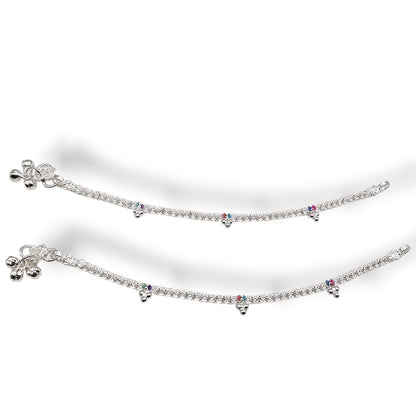 The Rainbow Drop Silver Kids Anklets