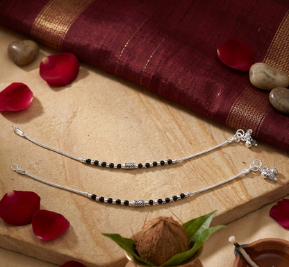Tiny Nazar Protection Silver Kids Anklets