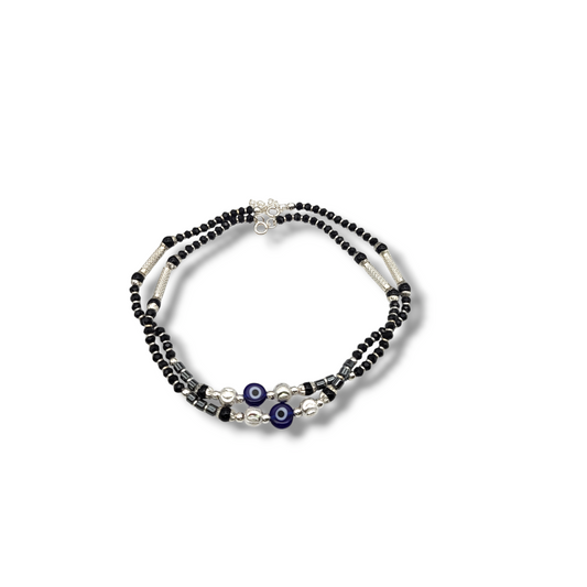 SILVER ANKLETS WITH EVIL EYE