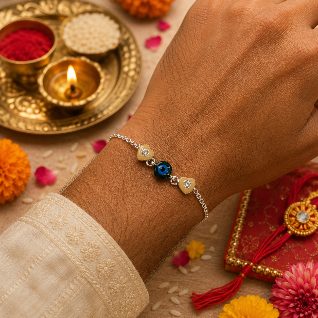 Nazar Protection Silver Rakhi