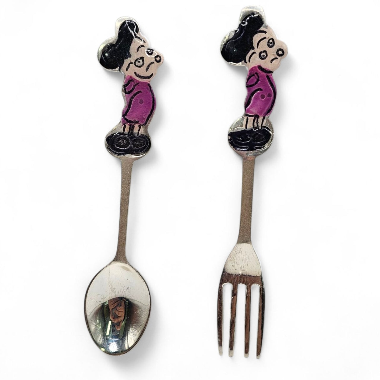 Silver Kids Animated Character Spoon & Fork Set