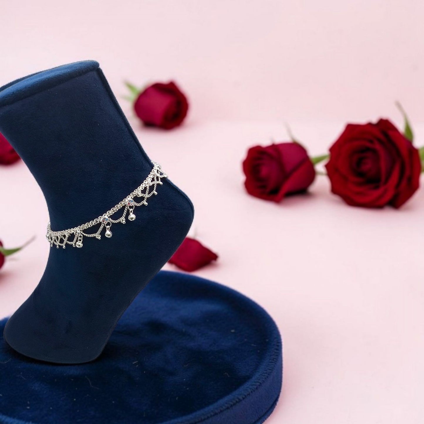 Traditional Interlaced Women's Anklets With Meenakari Work