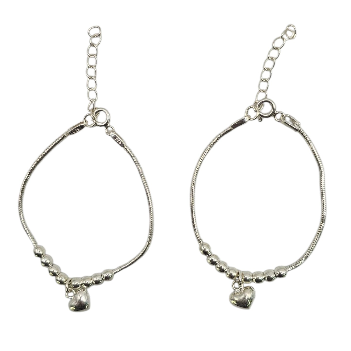 Mini Heart Drops Kids Silver Anklets
