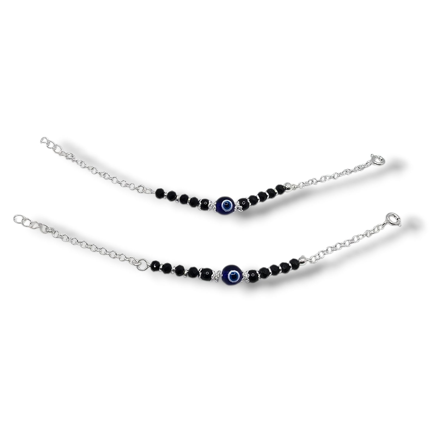 Guardian Gaze Silver Black Bead Kids Nazariya