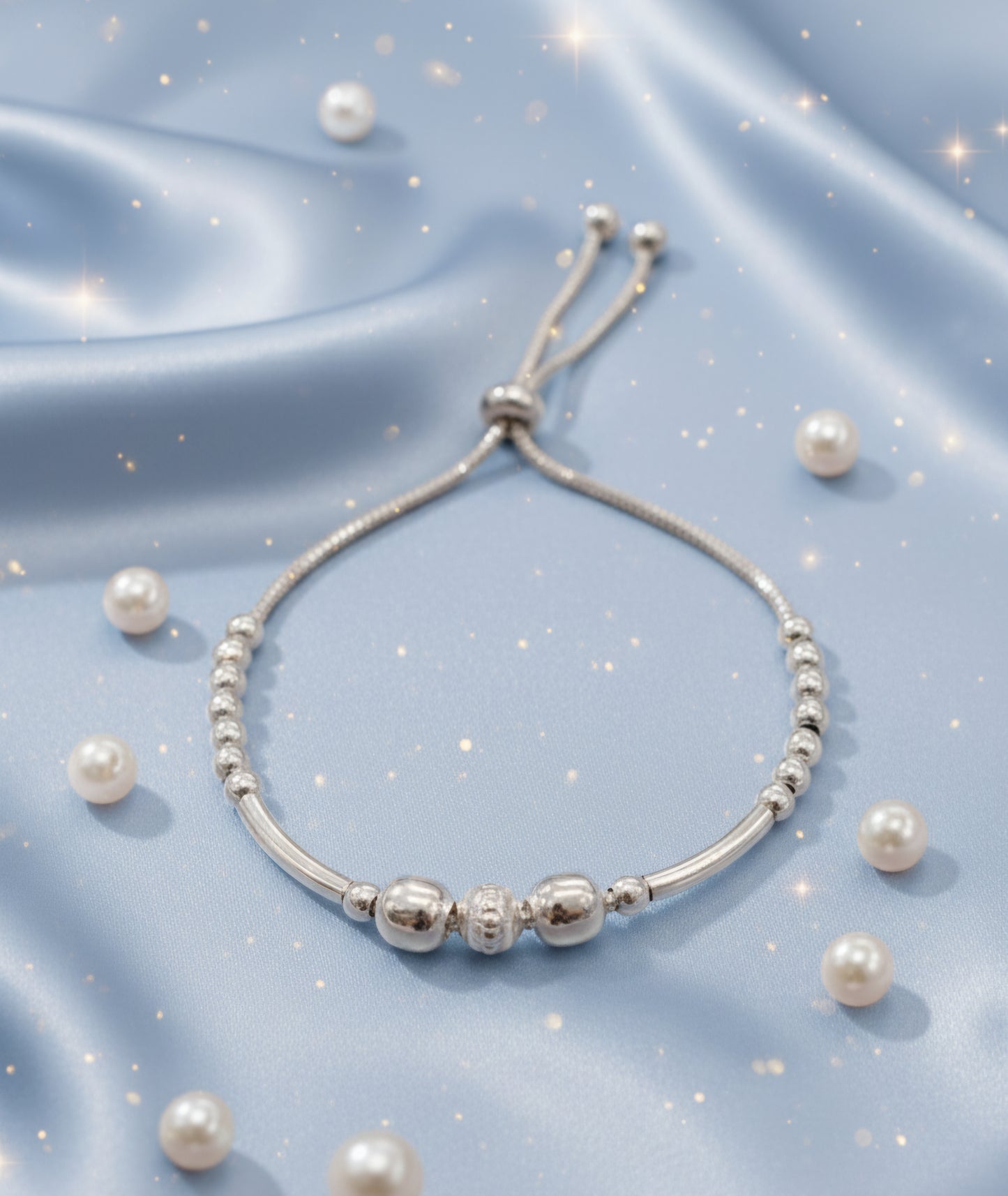 Round Motif Silver Adjustable Bracelet