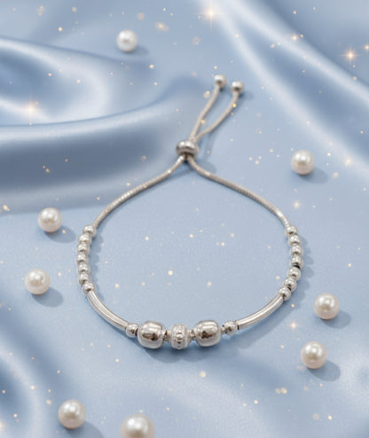 Round Motif Silver Adjustable Bracelet