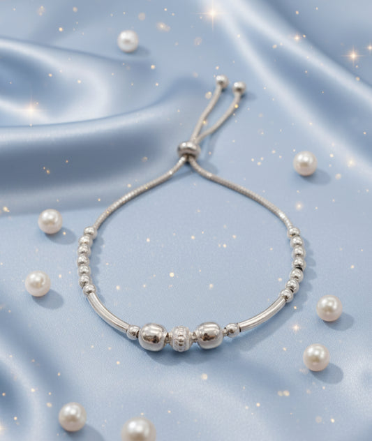 Round Motif Silver Adjustable Bracelet