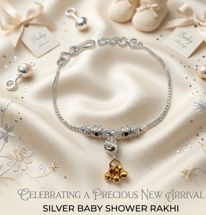 Pink Diamond Aura Silver Baby Shower Rakhi