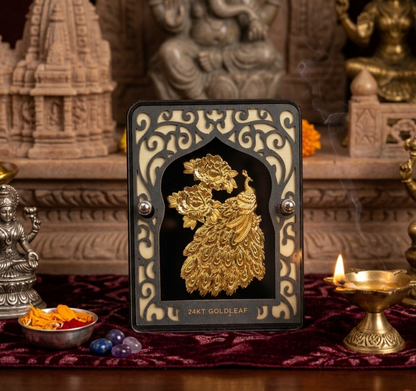 The Royal Avian: 24K Gold Leaf Peacock Majesty Frame