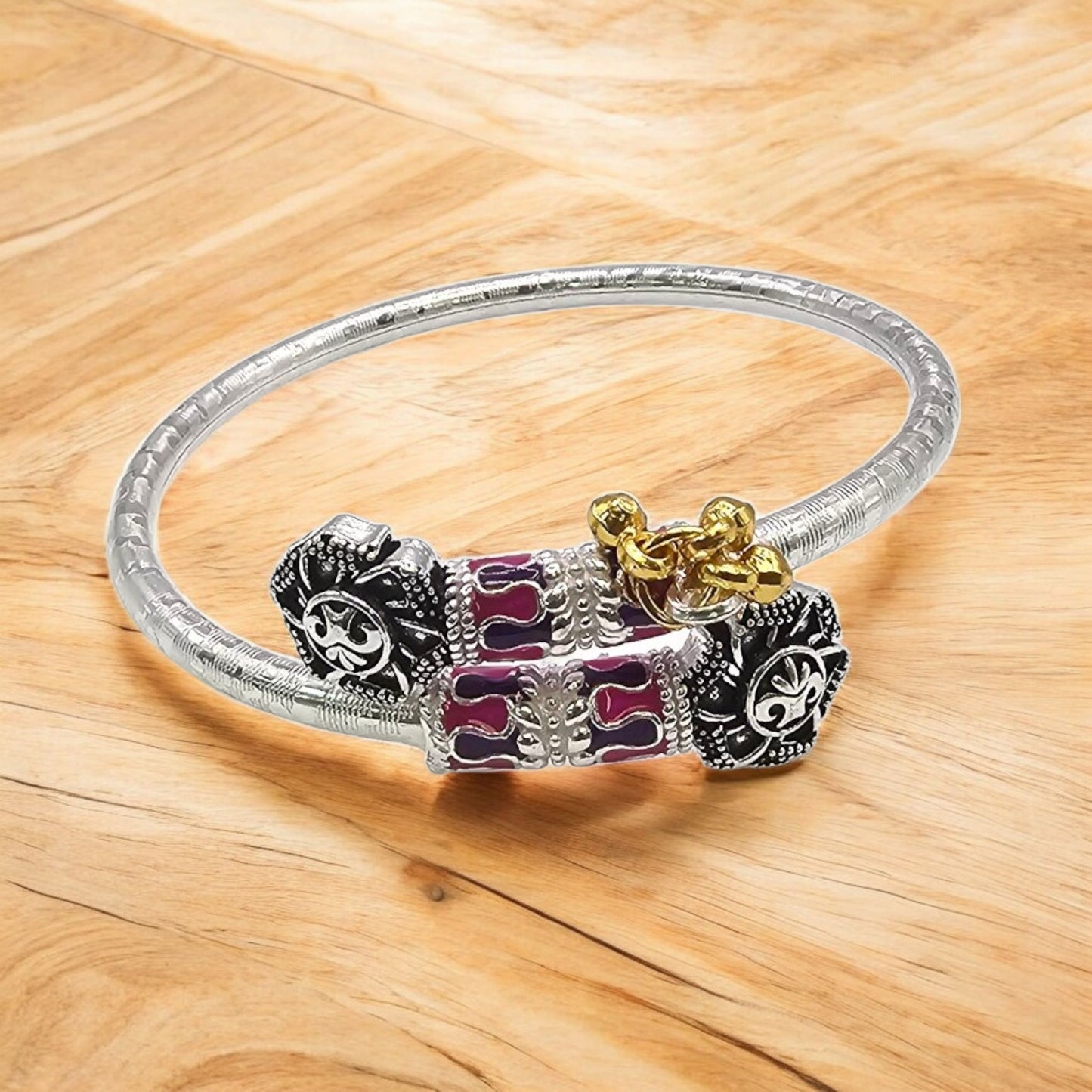 Meenakari Kada Silver Baby Shower Rakhi