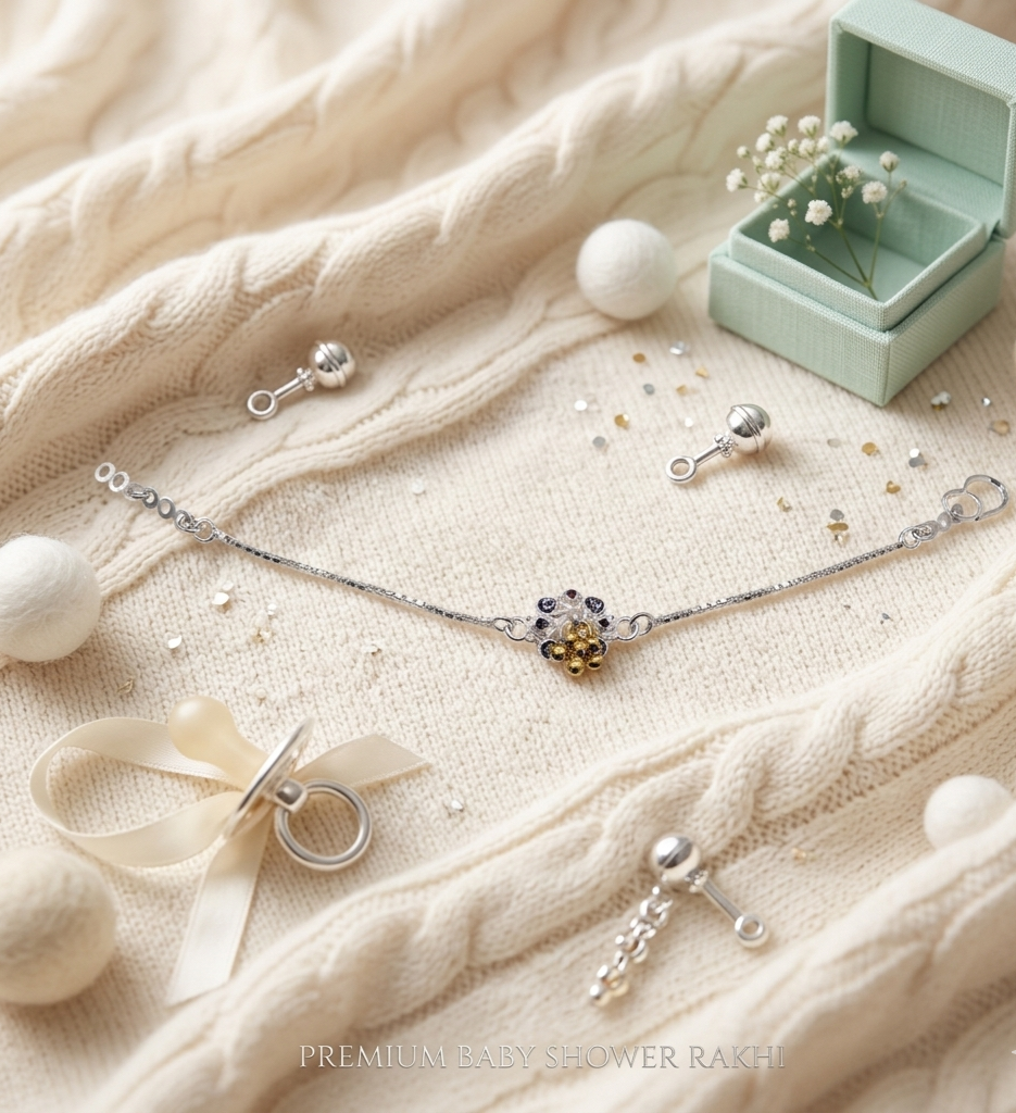 The Suvarnajeeva Petal Silver Baby Shower Rakhi