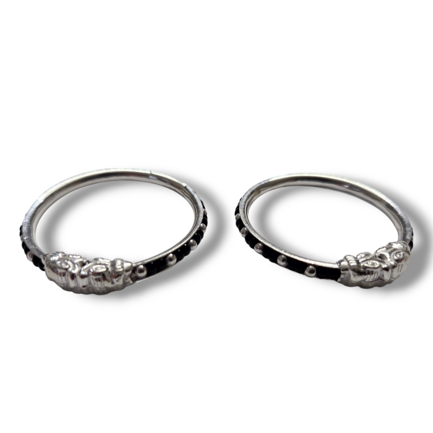 The Eternal Guard Silver Black Bead Kada