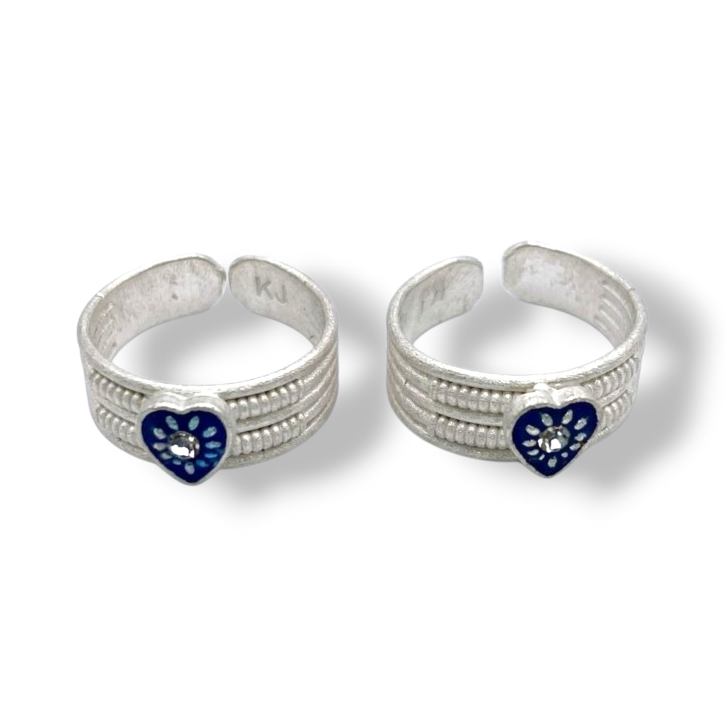 Sapphire Heart Bands Silver Adjustable Toe Rings