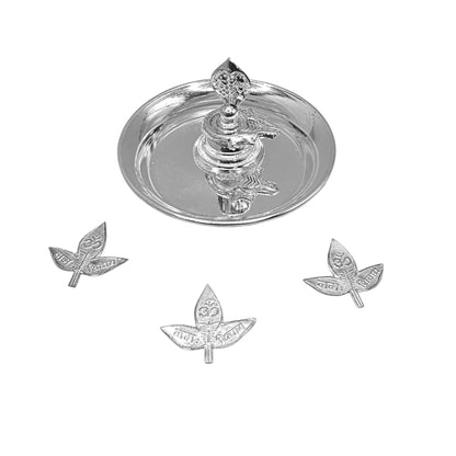 Shiv Bhakti Silver Set(Include bilipatra , shivling & plate)