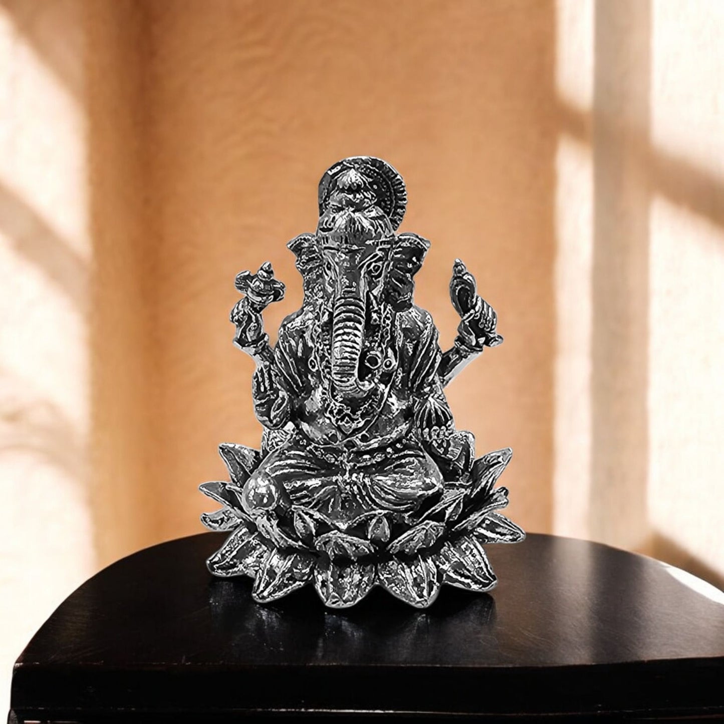 Aishwarya Ganesha Antique Finish Silver Idol