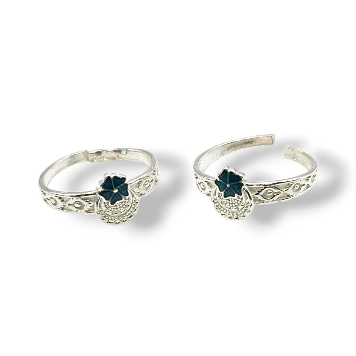 Azure Flora Adjustable Silver Toe Rings