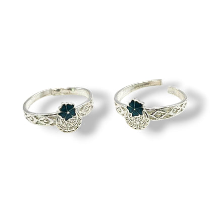 Azure Flora Adjustable Silver Toe Rings