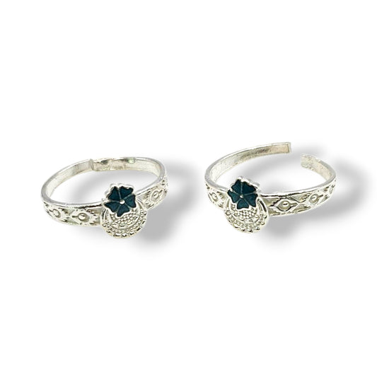 Azure Flora Adjustable Silver Toe Rings