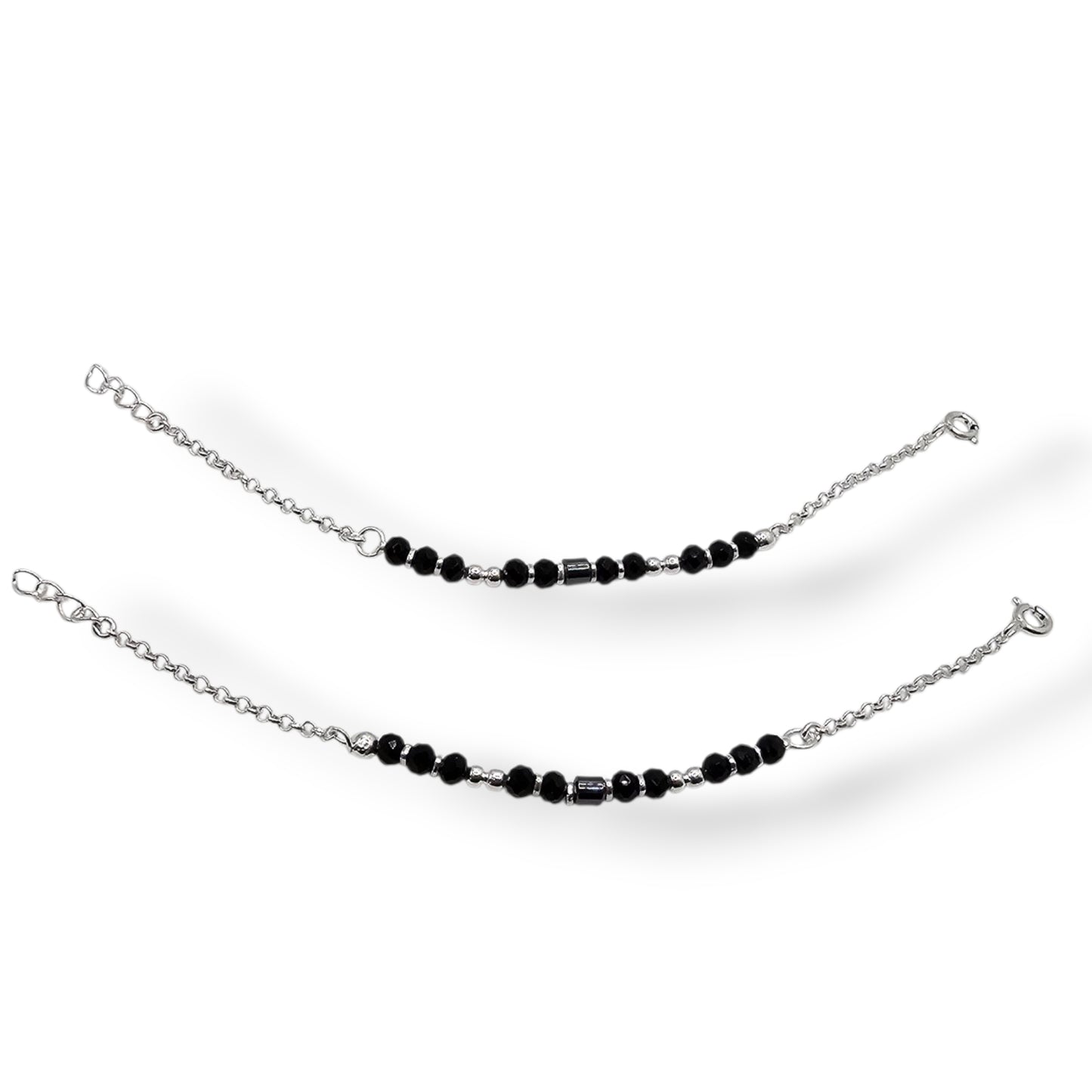 Tiny Ties Protection Silver Black Bead Nazariya