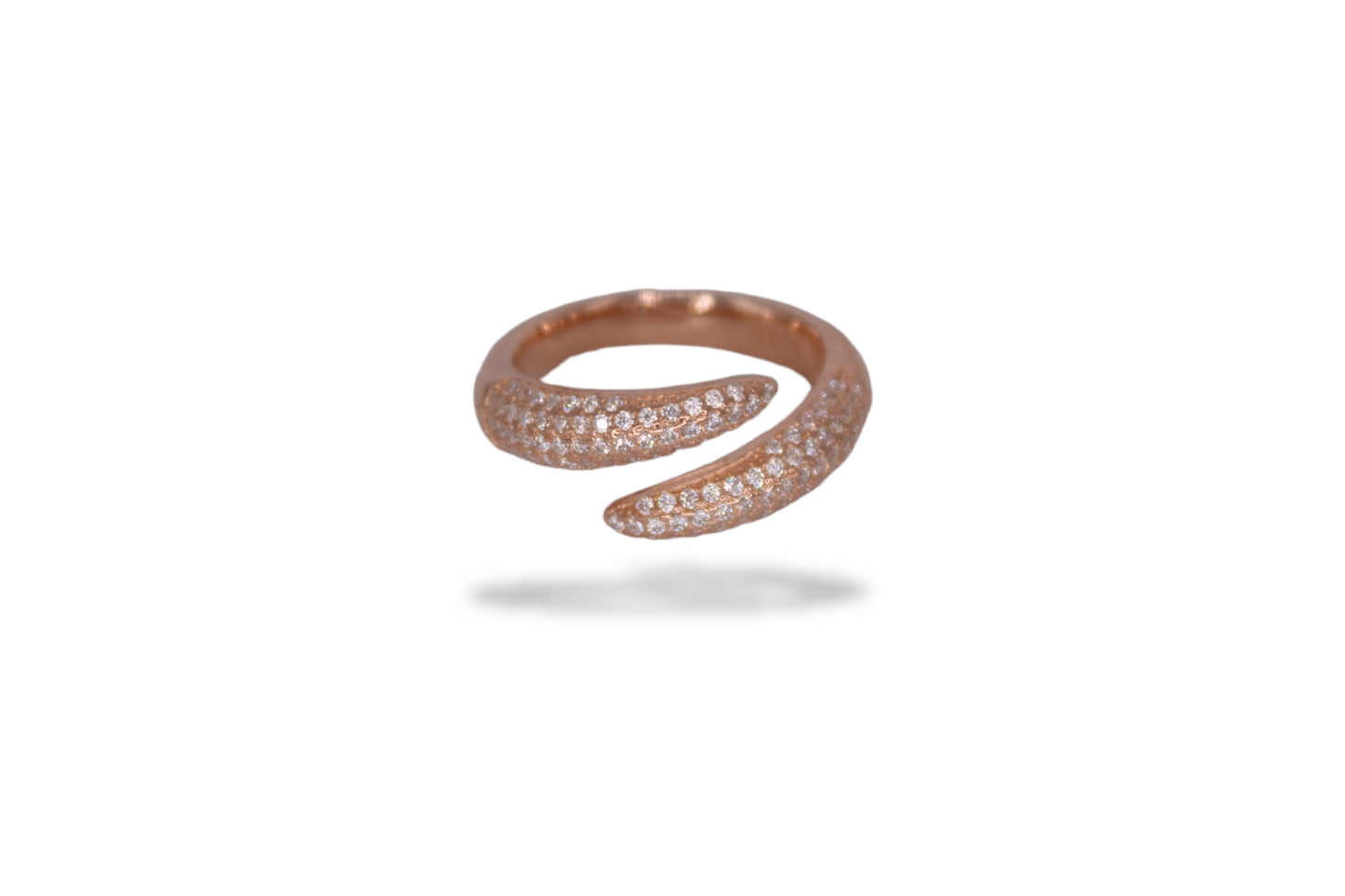 Rose Gold Finish Silver Ring With Diamonds