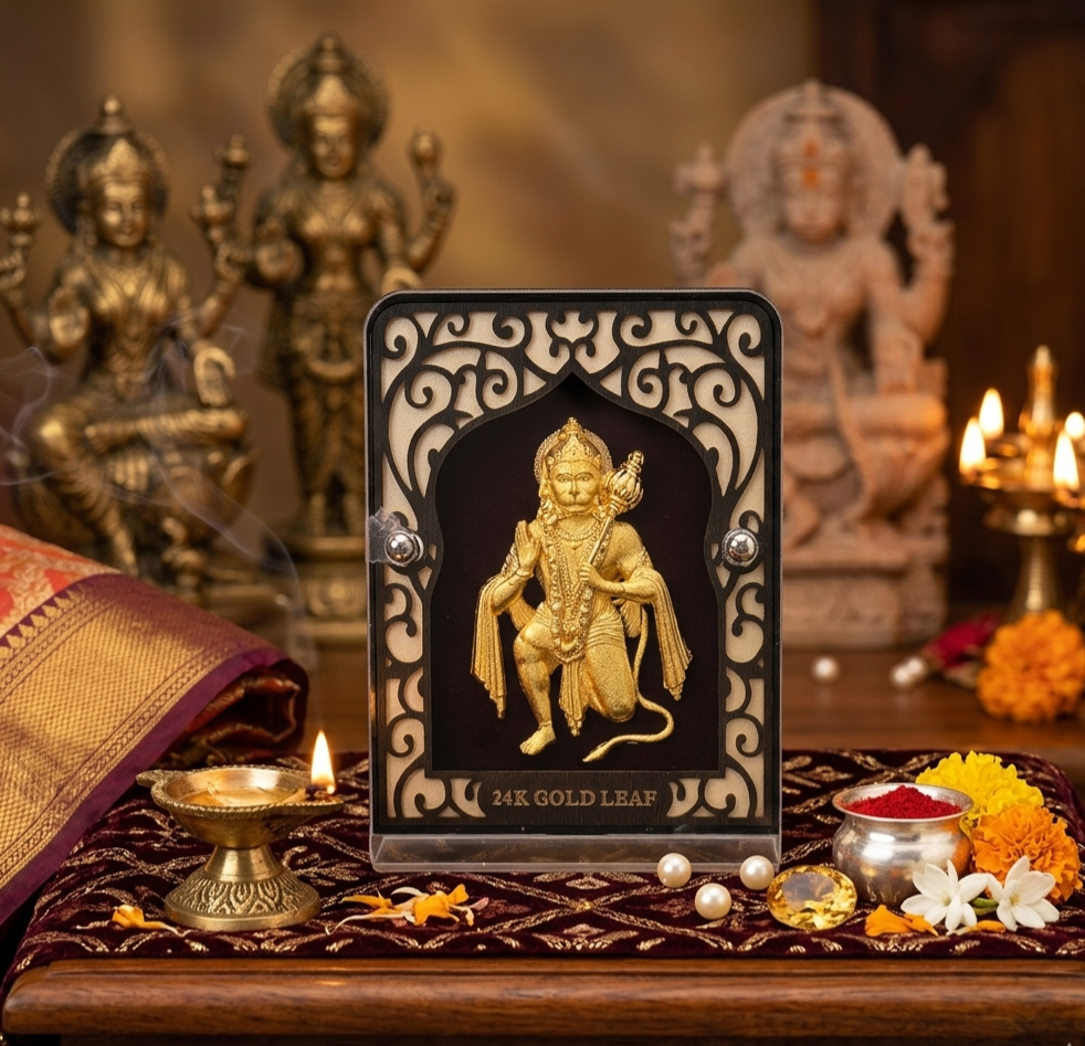 24KT Gold Leaf Hanuman Frame