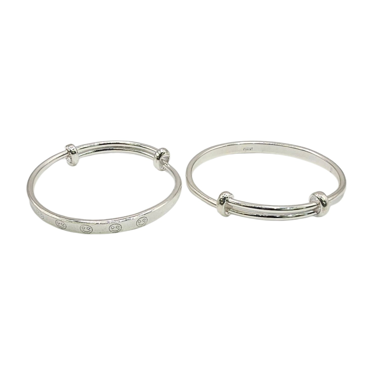 Silver Smiley Duo Bangles For Kids